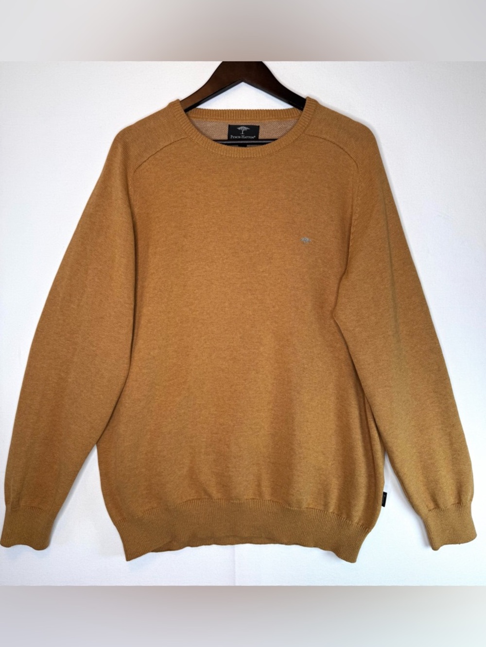 FYNCH HATTON Supersoft Cotton Crew Neck Sweater men’s‎ size XXL preppy, Wheat